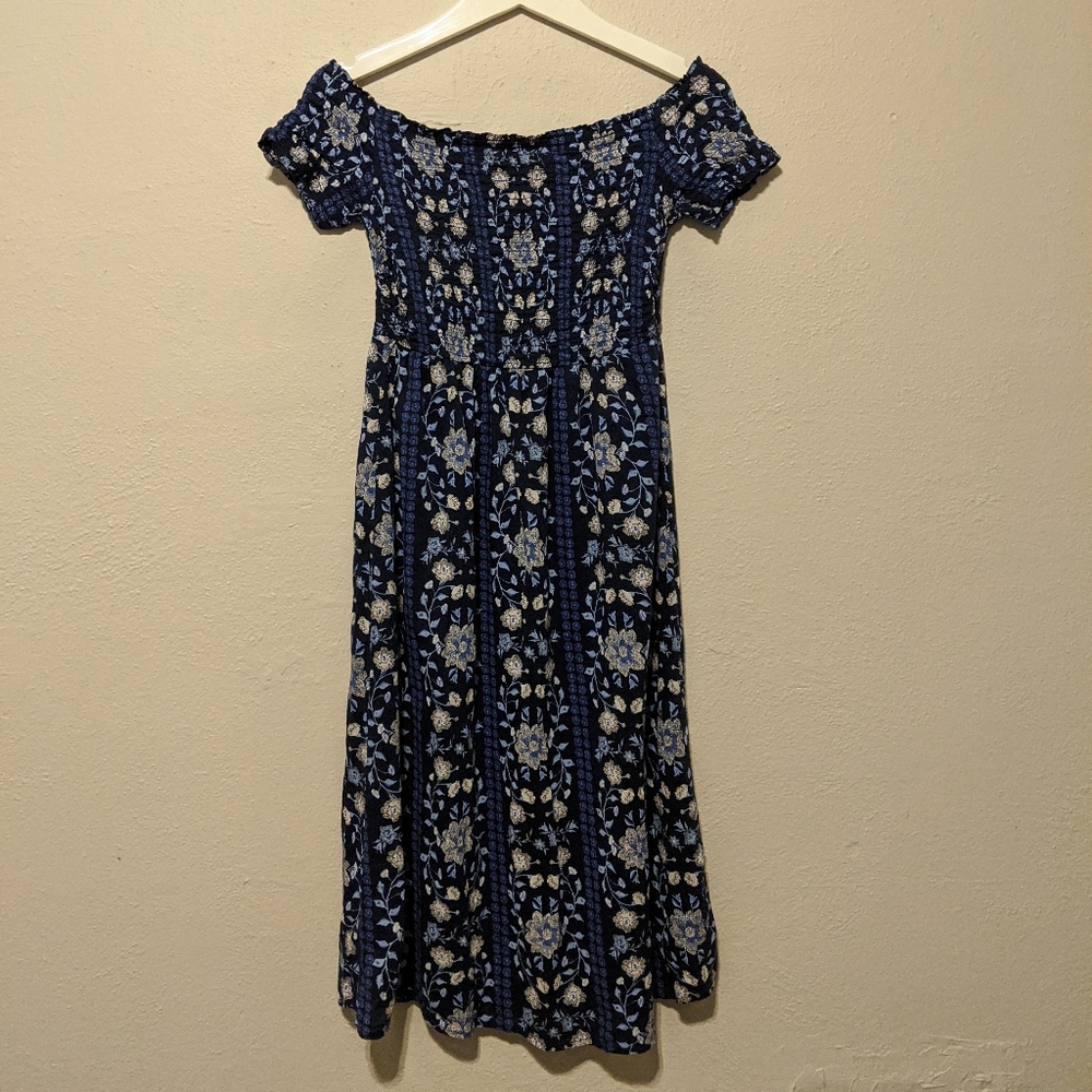 Old Navy Dress Blue Floral Midi Sz S